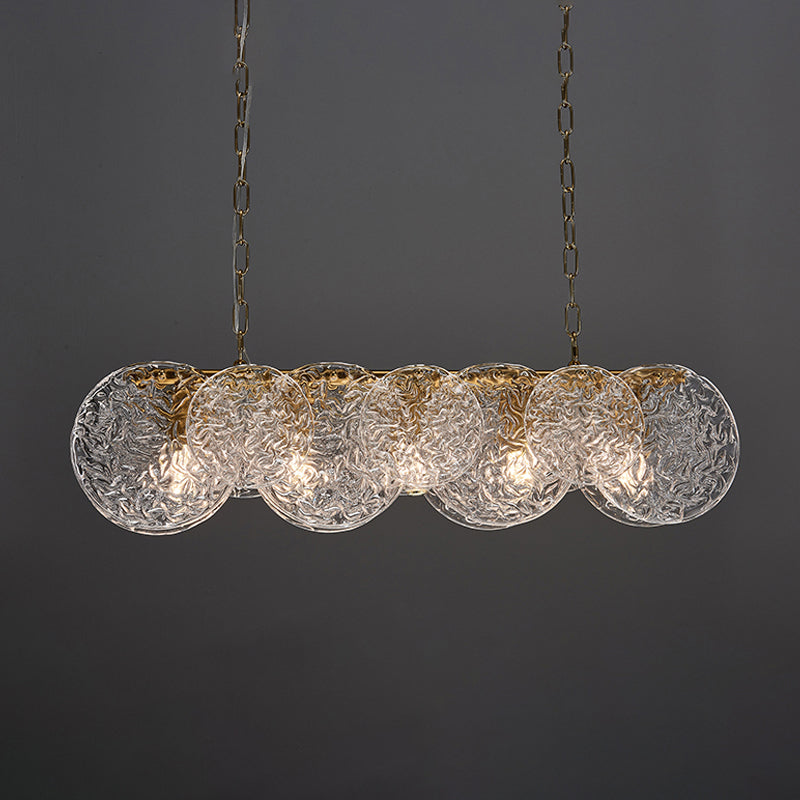 Lampada il lampadario in vetro lineare dell'illuminazione dell'isola moderna in bronzo per sala da pranzo