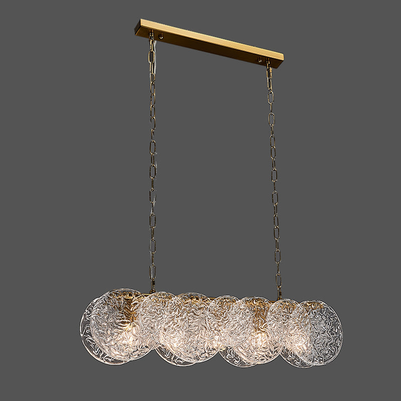 Lampada il lampadario in vetro lineare dell'illuminazione dell'isola moderna in bronzo per sala da pranzo