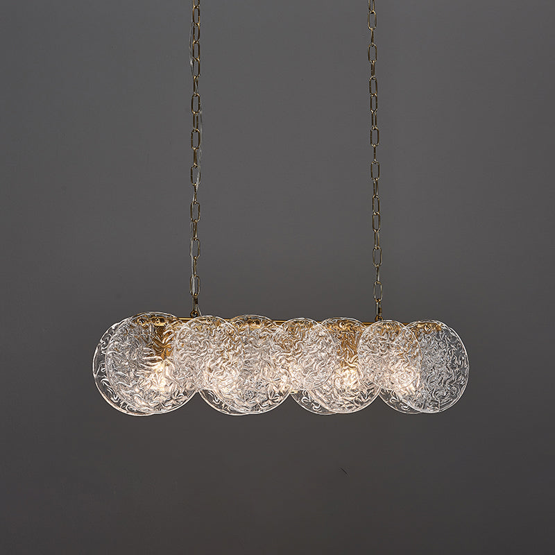 Lampada il lampadario in vetro lineare dell'illuminazione dell'isola moderna in bronzo per sala da pranzo