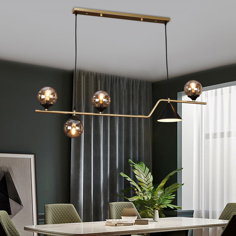 Modern Island Lighting Linear Clear Glass Chandelier Light Fixture for Dining Room