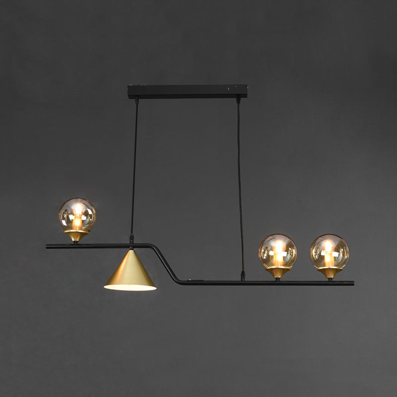 Modern Island Lighting Linear Clear Glass Chandelier Light Fixture for Dining Room