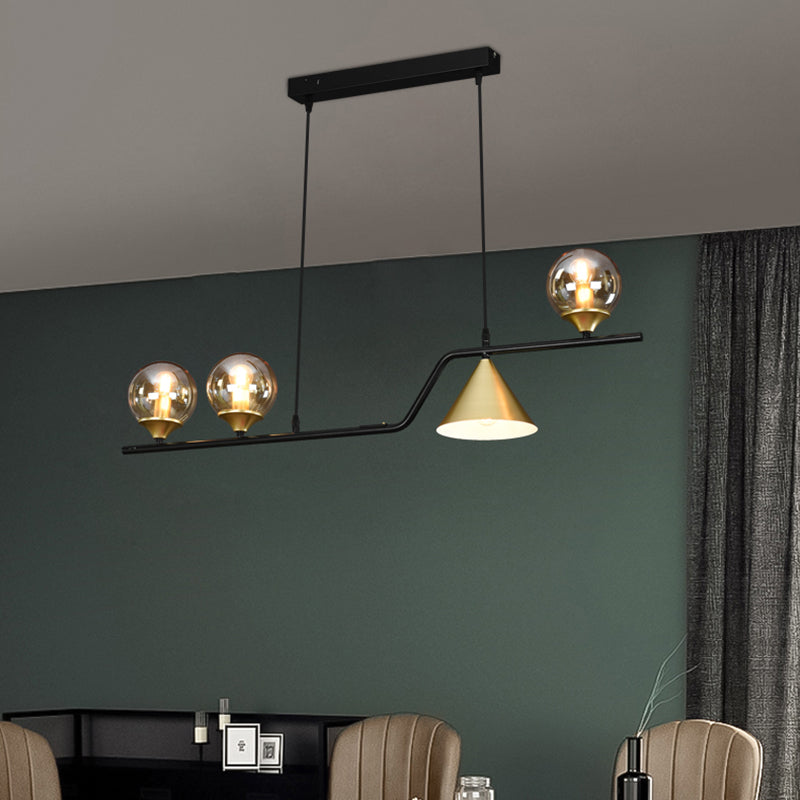 Modern Island Lighting Linear Clear Glass Chandelier Light Fixture for Dining Room