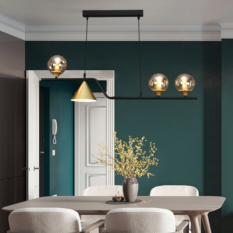 Modern Island Lighting Linear Clear Glass Chandelier Light Fixture for Dining Room