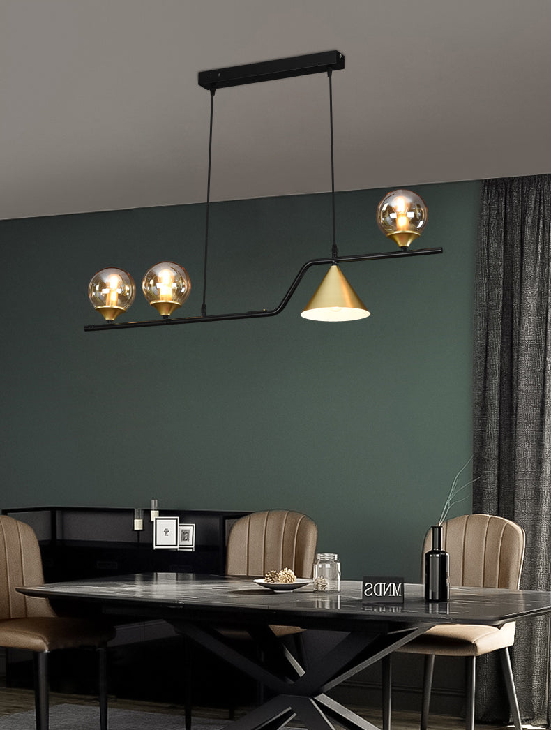 Modern Island Lighting Linear Clear Glass Chandelier Light Fixture for Dining Room