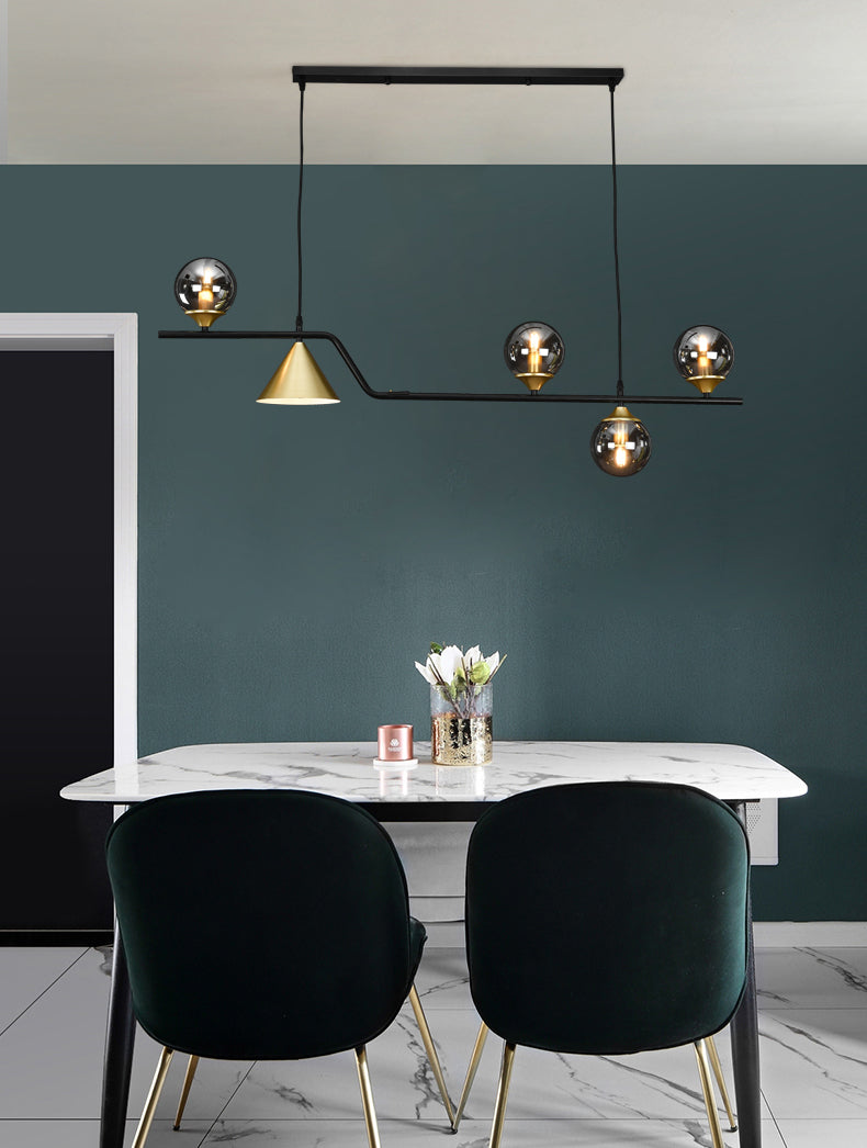 Modern Island Lighting Linear Clear Glass Chandelier Light Fixture for Dining Room
