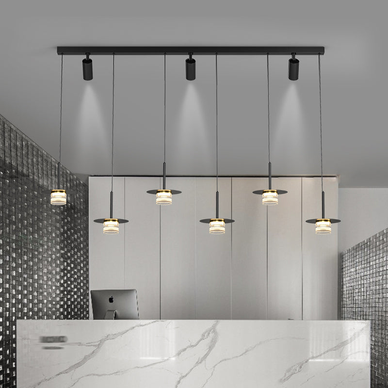 Idee per illuminazione dell'isola a led in metallo moderno lampada lampadario lineare per sala da pranzo