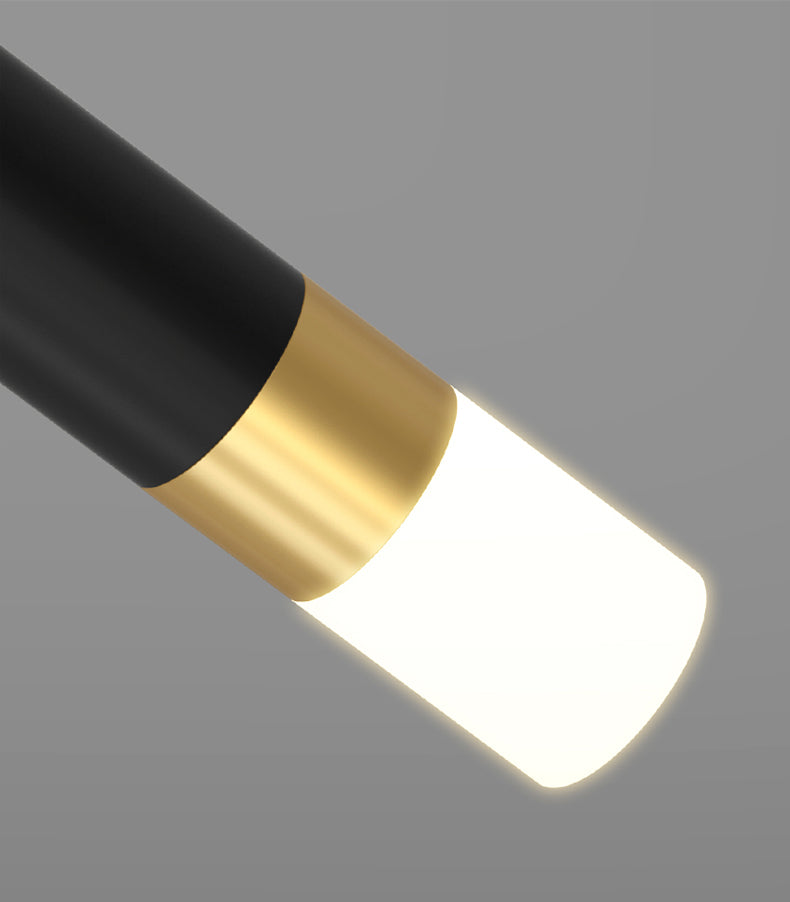 Moderne Kronleuchterzylinder Island Leuchten Metallinselbeleuchtung in Schwarz und Gold