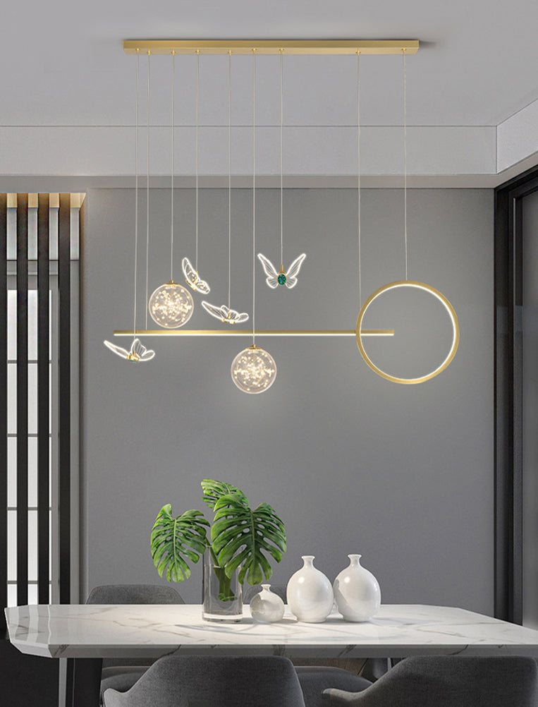 Modern Pendant Lighting Geometric Chandelier Light Metal 8 Light Island Lighting