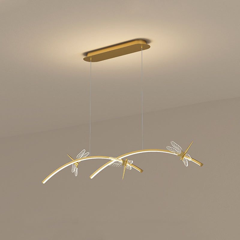 4 Leichte lineare Libelle Insel Lichter moderne Kronleuchter Metal Island Lighting