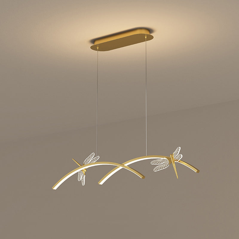 4 Leichte lineare Libelle Insel Lichter moderne Kronleuchter Metal Island Lighting