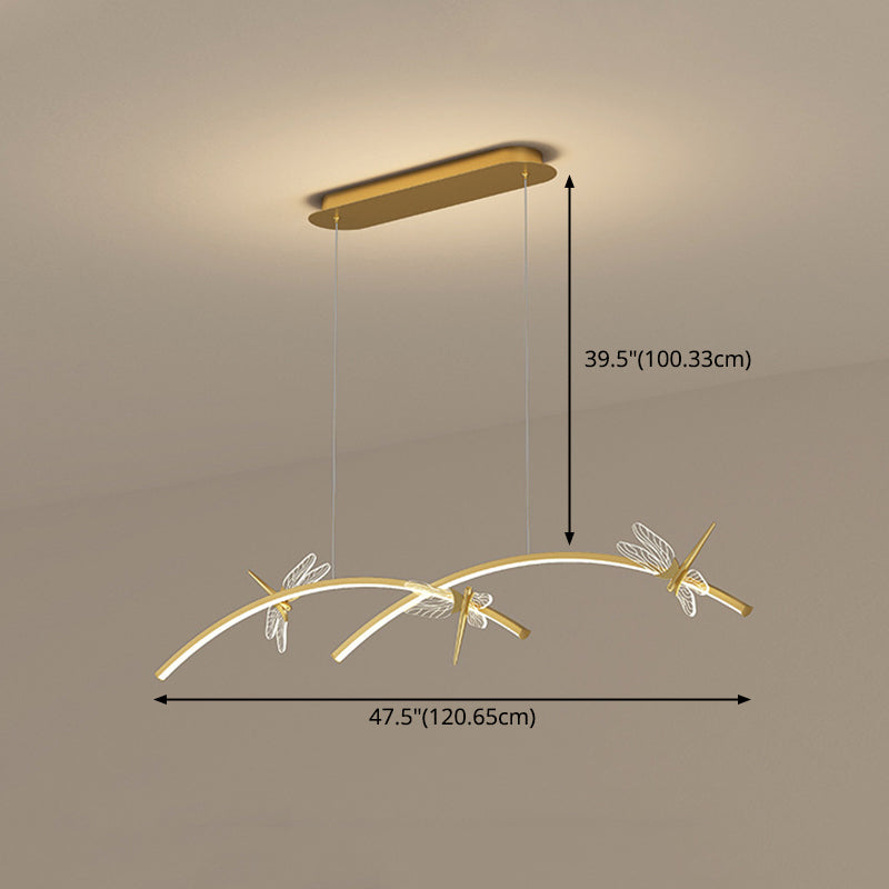 4 Leichte lineare Libelle Insel Lichter moderne Kronleuchter Metal Island Lighting