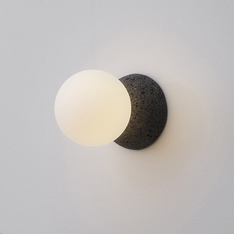 1-Light Round Wall Sconce Modern Simple Style Glass Wall Lighting in Black