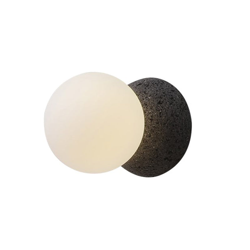 1-Light Round Wall Sconce Modern Simple Style Glass Wall Lighting in Black