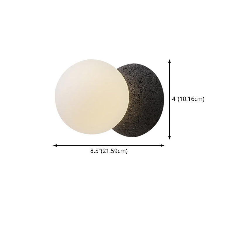 1-Light Round Wall Sconce Modern Simple Style Glass Wall Lighting in Black