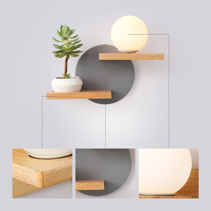 Ronde schaduw van 1 licht zonder planten Wand SCONCE Moderne eenvoudige stijl glazen wandverlichting