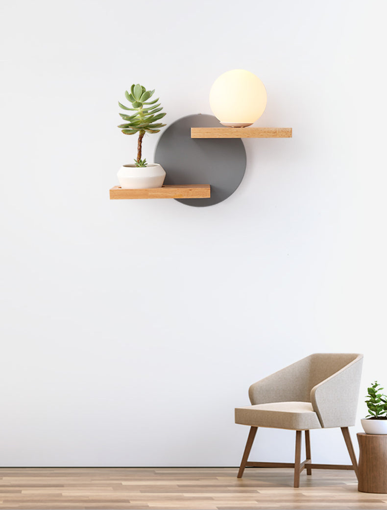 Ronde schaduw van 1 licht zonder planten Wand SCONCE Moderne eenvoudige stijl glazen wandverlichting