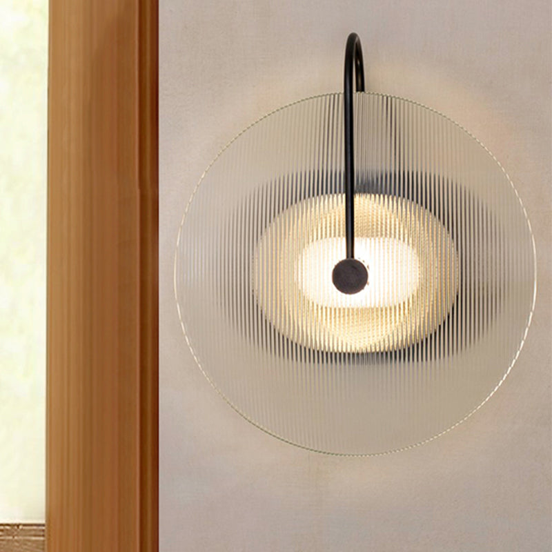 1-licht ronde wand SCONCE Moderne eenvoudige stijl glazen wandverlichting in zwart en goud