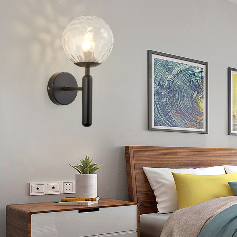 Lámpara de pared de vidrio de estilo de pared moderno de color de sombra redonda de 1 luces