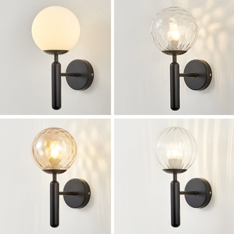 Lámpara de pared de vidrio de estilo de pared moderno de color de sombra redonda de 1 luces