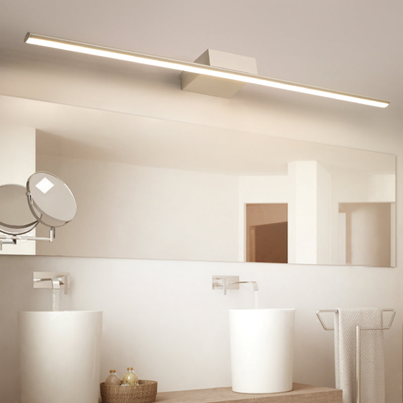 1-Light Linear Wall Sconce Modern Simple Style Mirror Wall Lighting in White