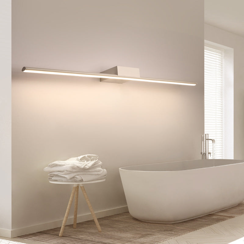 1-Light Linear Wall Sconce Modern Simple Style Mirror Wall Lighting in White