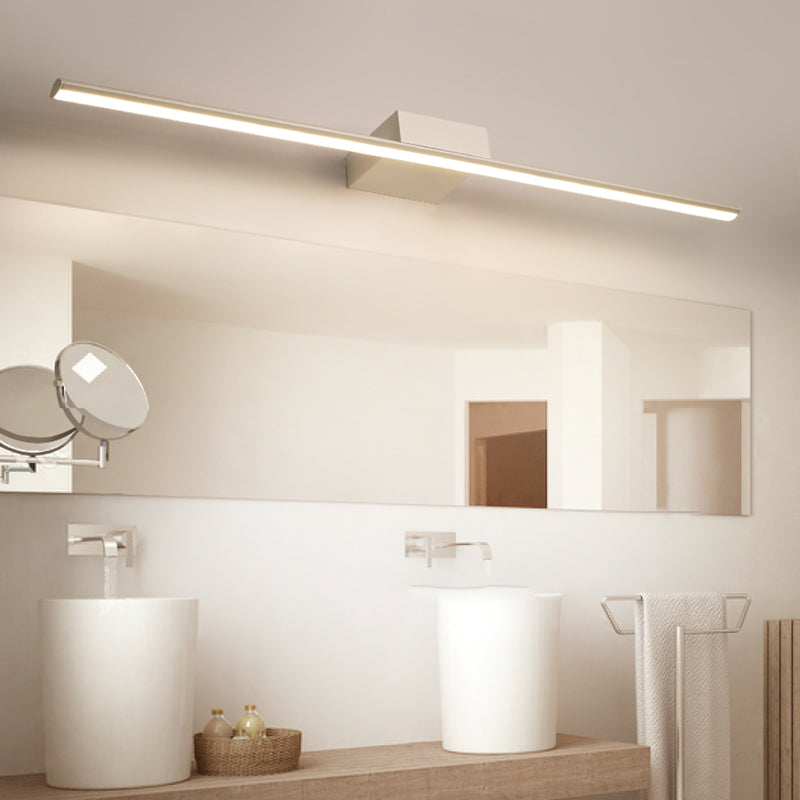 1-Light Linear Wall Sconce Modern Simple Style Mirror Wall Lighting in White