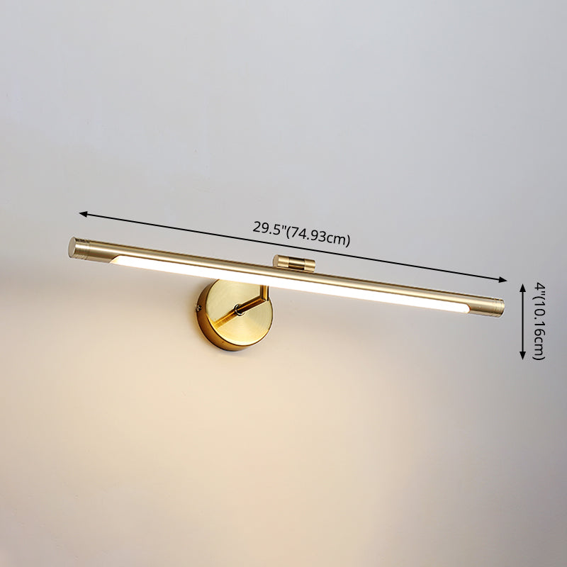 1-Light Linear Shade Wall Sconce Modern Simple Style Mirror Wall Lighting in Brass