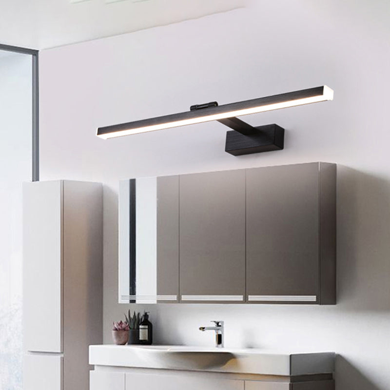 Metal Linear Shade Swing Arm Wall Lights Modern 1 Head Wall Mount Fixture in Black