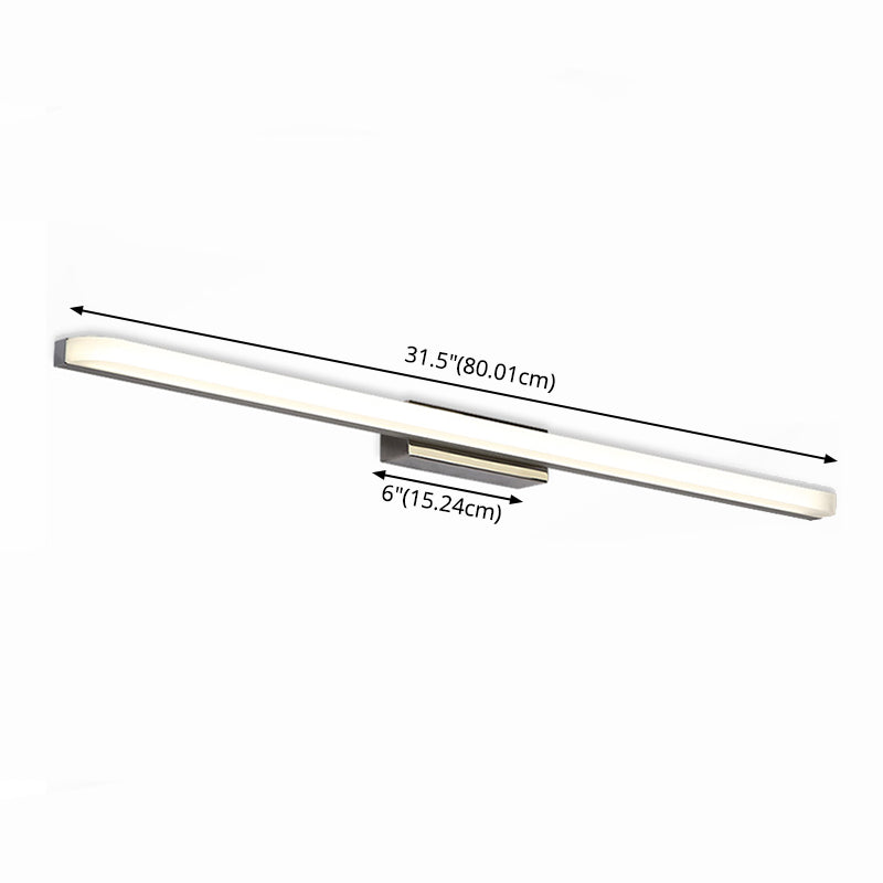 1-Light Linear Shade Wall Sconce Modern Simple Style Mirror Wall Lighting in Silver