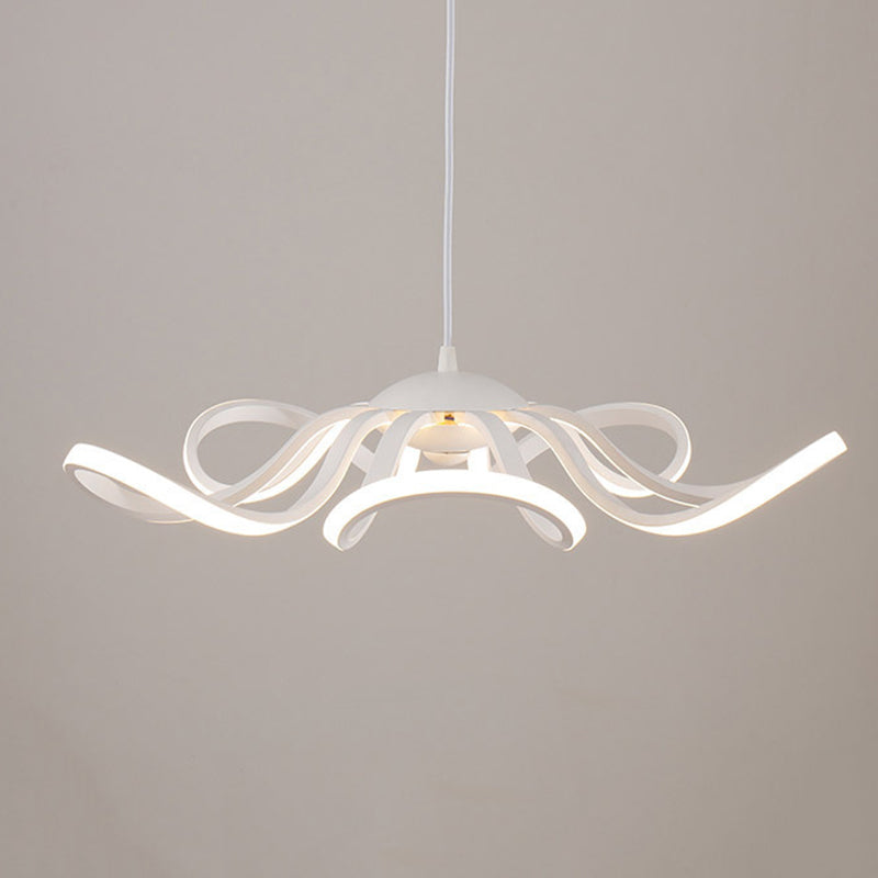 Acrylic White LED Hanging Lamp in Modern Simplicity Aluminium Linear Pendant Light for Dining Room