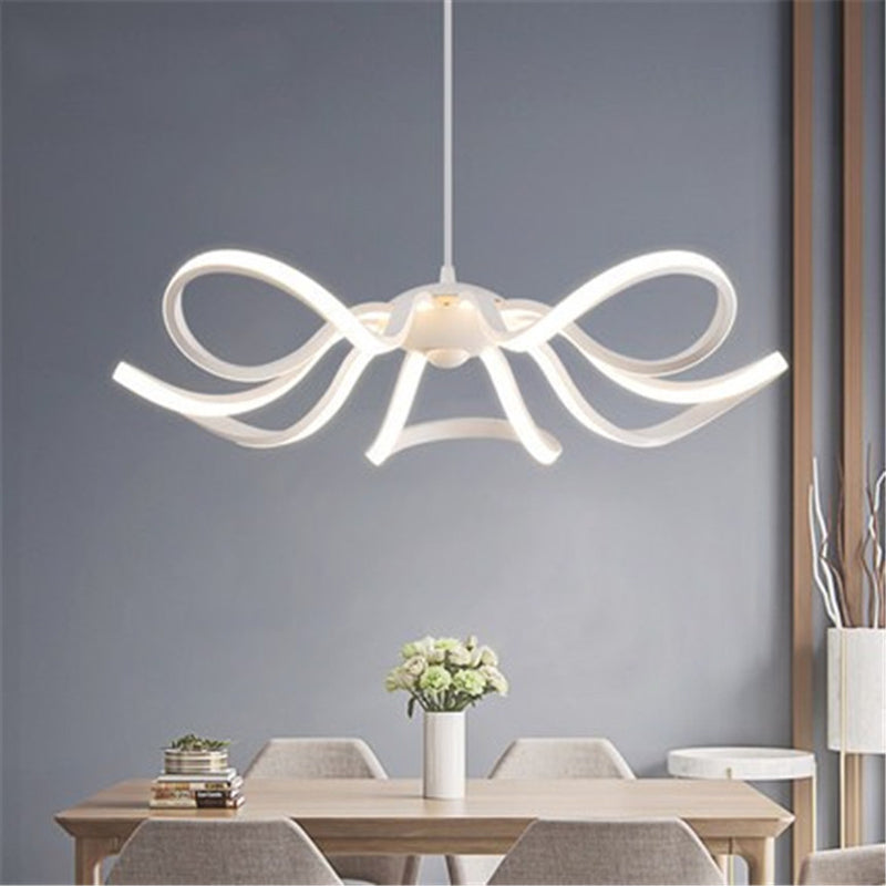 Acrylic White LED Hanging Lamp in Modern Simplicity Aluminium Linear Pendant Light for Dining Room