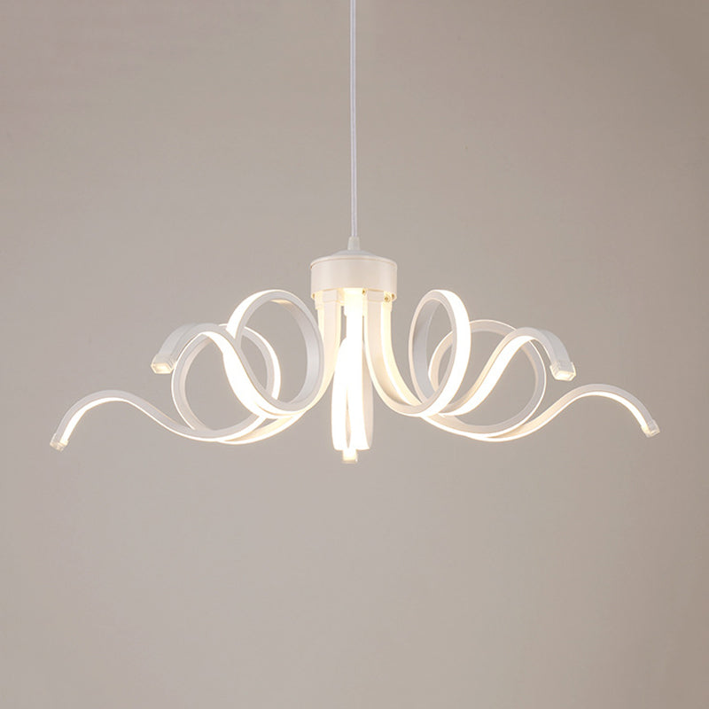 Acrylic White LED Hanging Lamp in Modern Simplicity Aluminium Linear Pendant Light for Dining Room