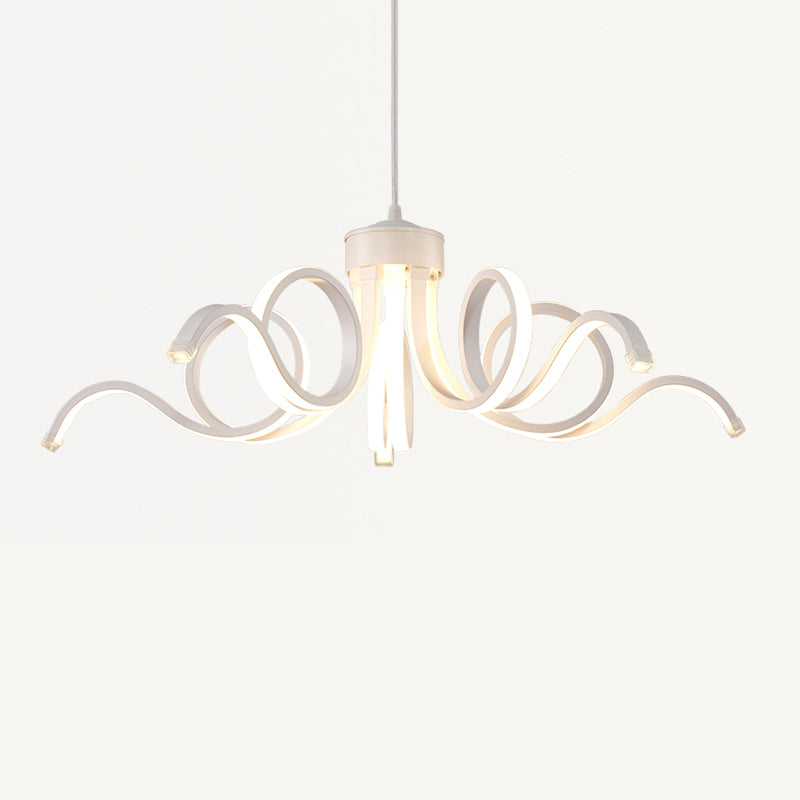 Acrylic White LED Hanging Lamp in Modern Simplicity Aluminium Linear Pendant Light for Dining Room