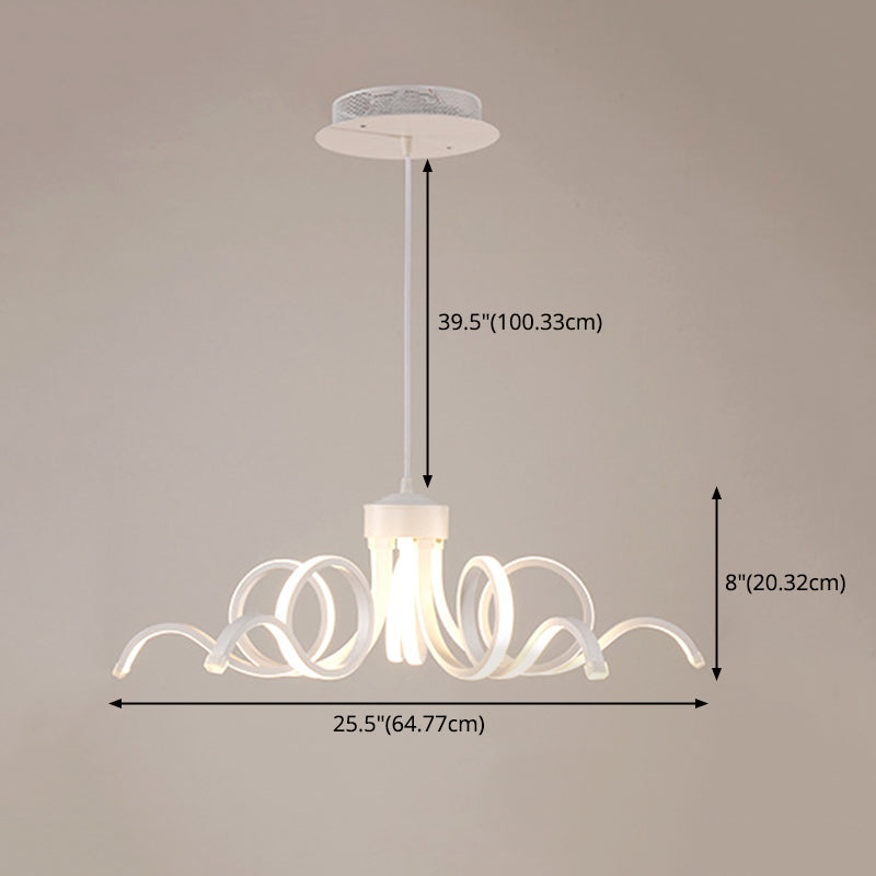 Acrylic White LED Hanging Lamp in Modern Simplicity Aluminium Linear Pendant Light for Dining Room