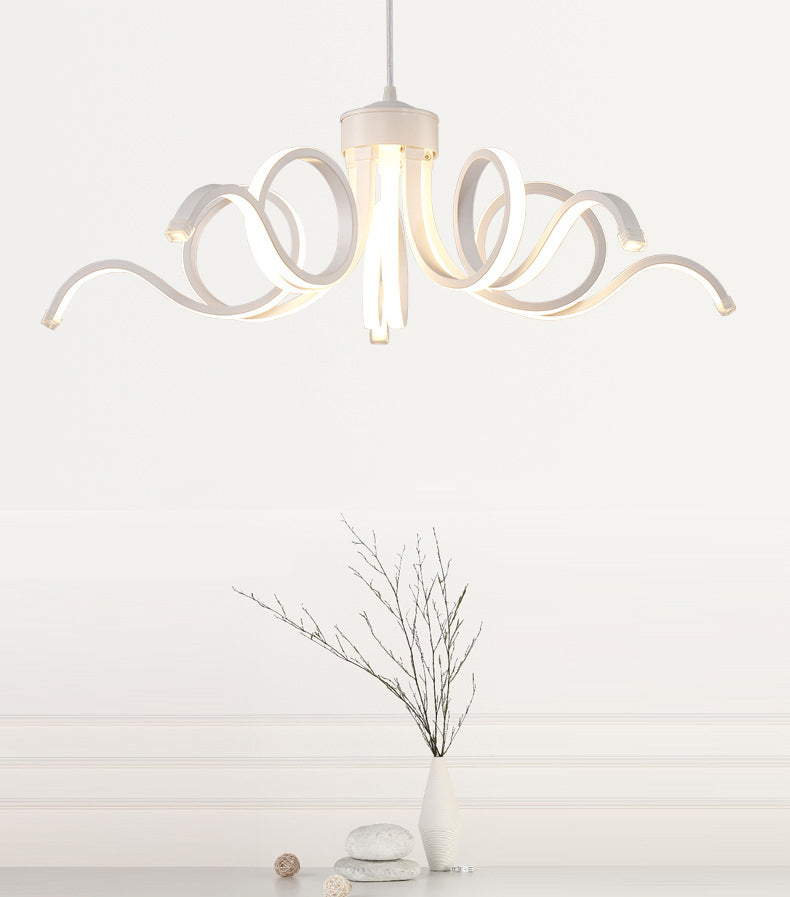 Acrylic White LED Hanging Lamp in Modern Simplicity Aluminium Linear Pendant Light for Dining Room