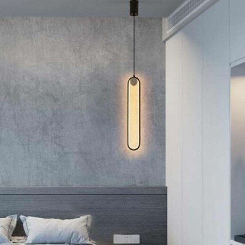 Minimalism Metal LED Hanging Ceiling Light 1-Light Linear Ceiling Pendant Light