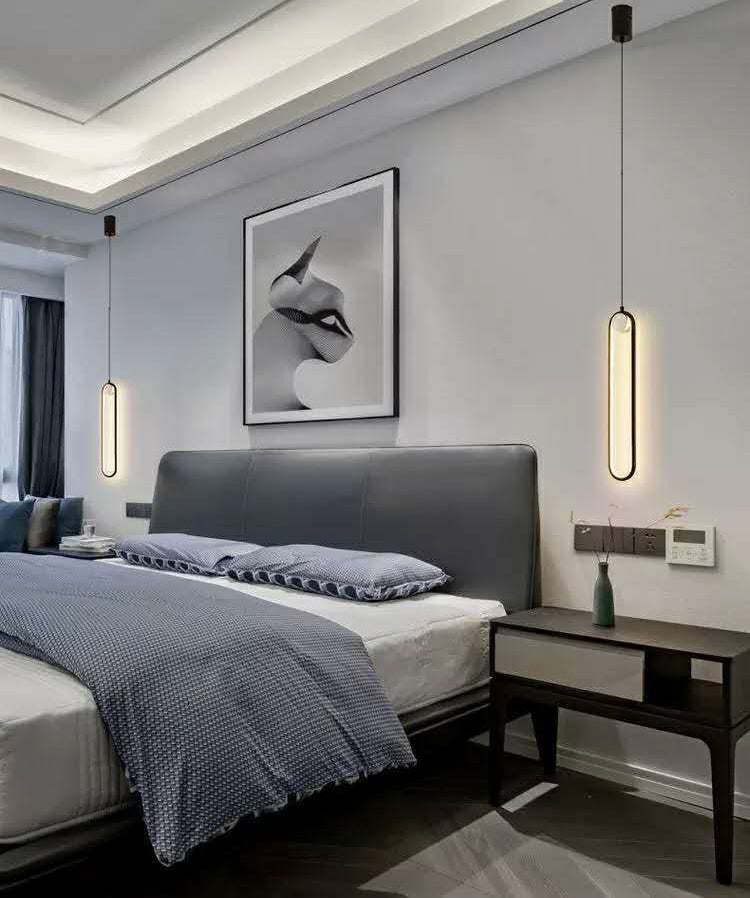 Minimalism Metal LED Hanging Ceiling Light 1-Light Linear Ceiling Pendant Light