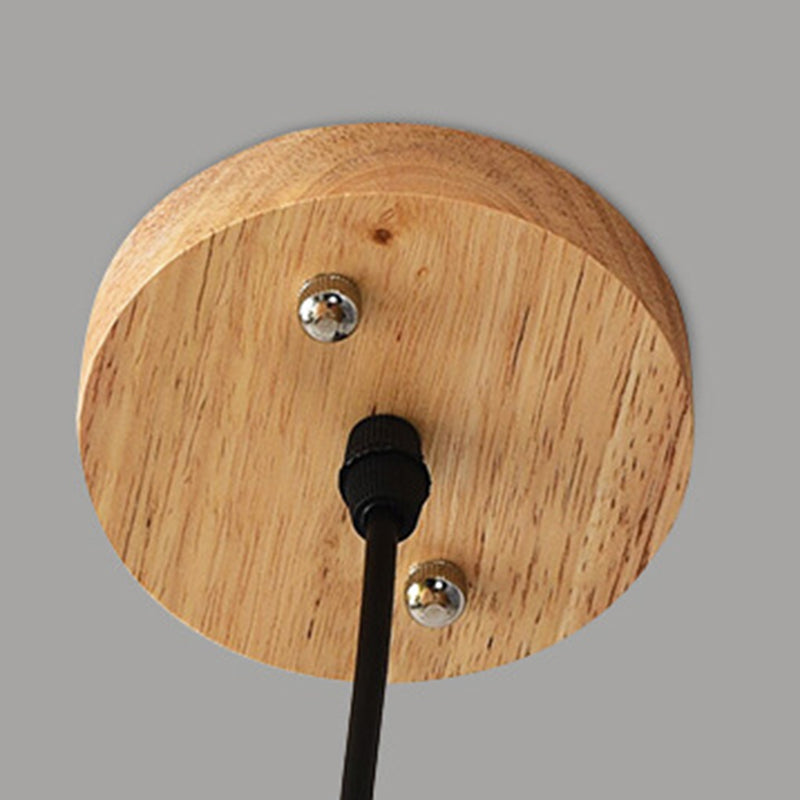 1-Light Bamboo Japanese Pendant Light Beige Down Lighting for Dining Room