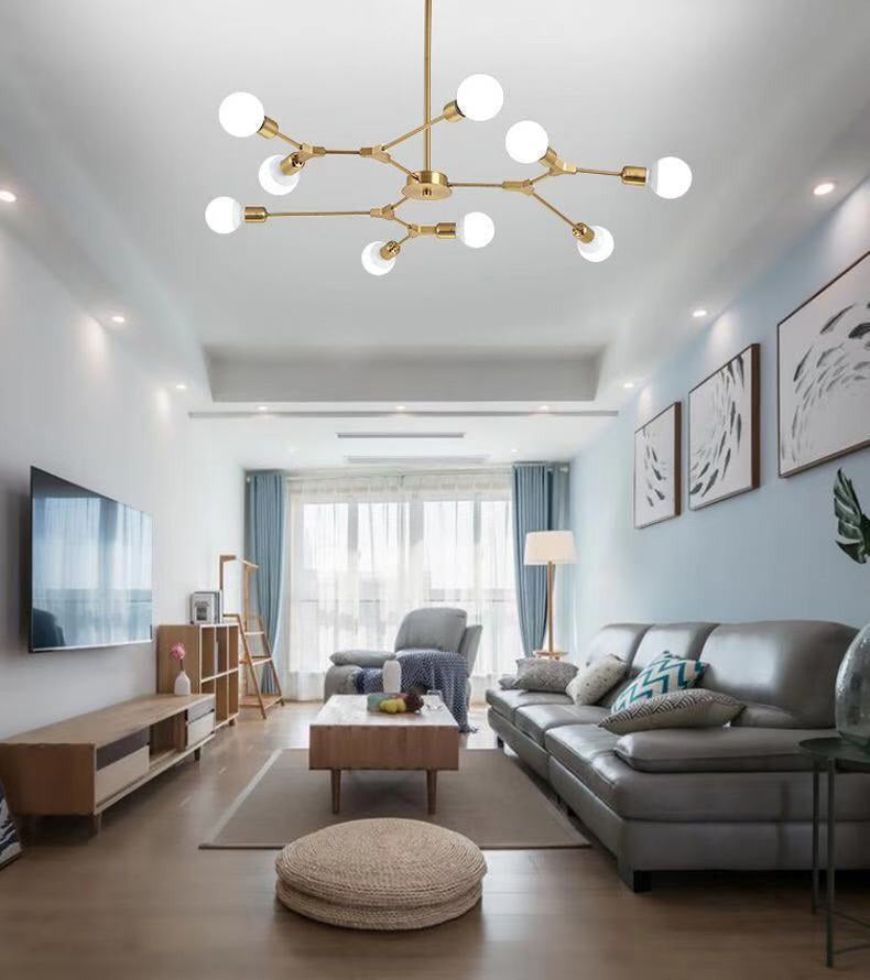 Branche Métal Chandelier Light Multi Light Sanging Lampe pour le salon