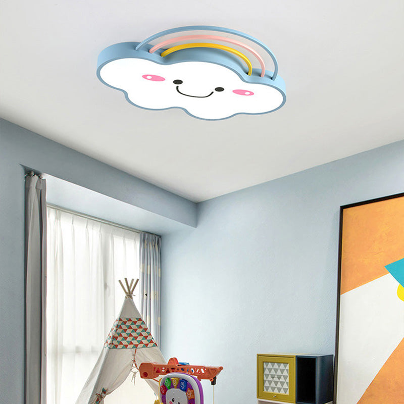 Cloud Pattern Flush Mount Light Acrylic Three color Light Fixture for Kid's Room