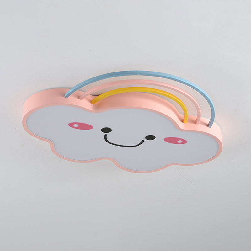 Cloud Pattern Flush Mount Light Acrylic Three color Light Fixture for Kid's Room
