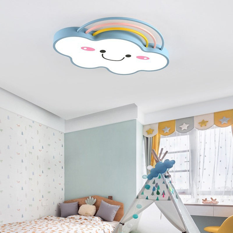 Cloud Pattern Flush Mount Light Acrylic Three color Light Fixture for Kid's Room