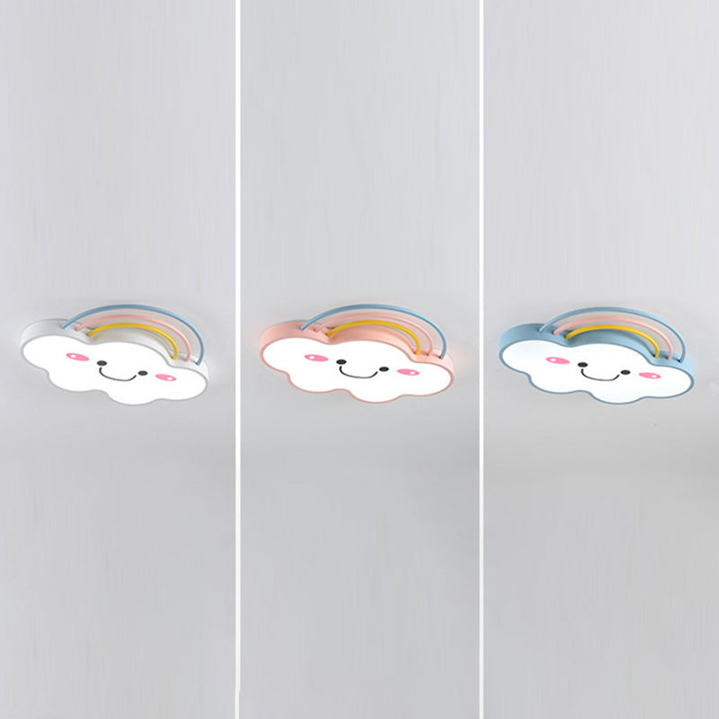 Cloud Pattern Flush Mount Light Acrylic Three color Light Fixture for Kid's Room