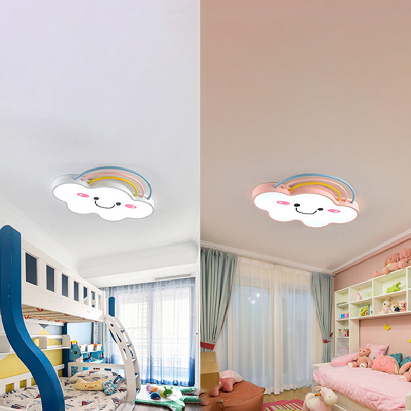 Cloud Pattern Flush Mount Light Acrylic Three color Light Fixture for Kid's Room