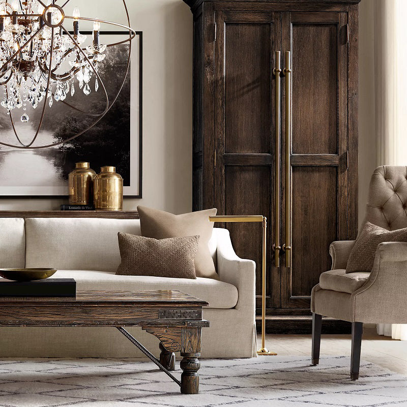 Gyroscope Chandelier Modern Crystal Living Room Hanging Light Fixture in Rust