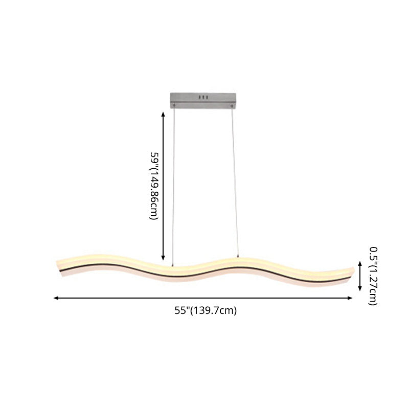 Dinning Room Island Pendant Light Simple White Over Island Lighting with Wave Metal Shade