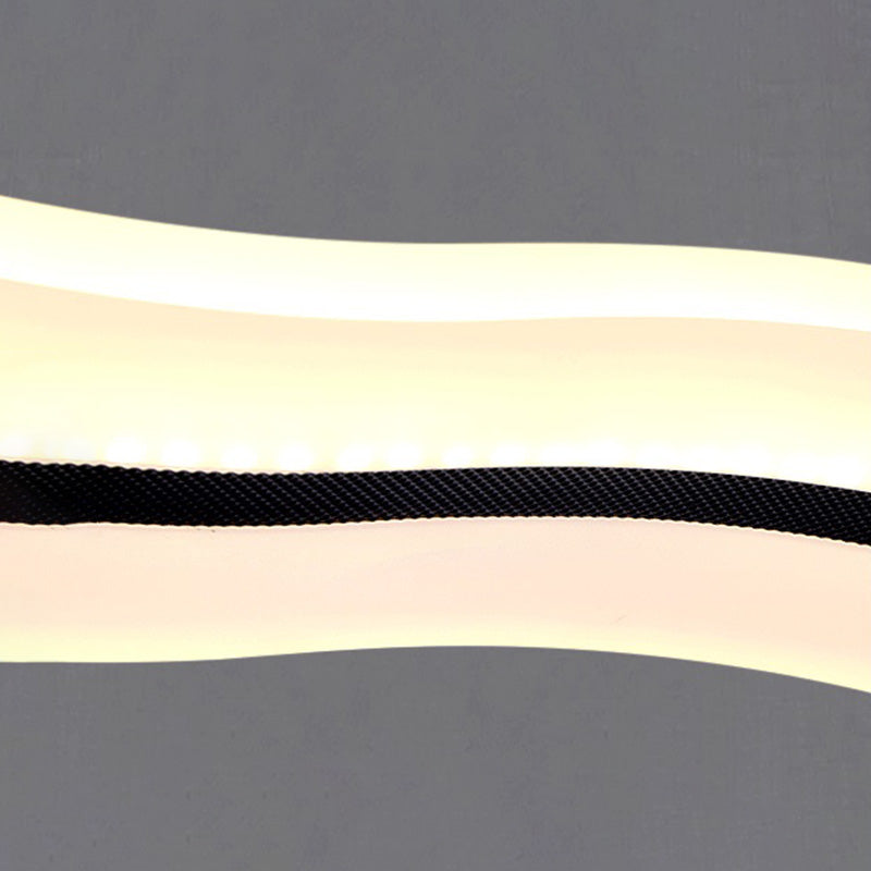 Dinning Room Island Pendant Light Simple White Over Island Lighting with Wave Metal Shade