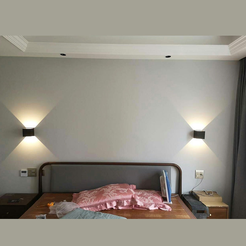 Cubo accesorios de iluminación neutral caliente con sombra de vidrio transparente para dormitorio