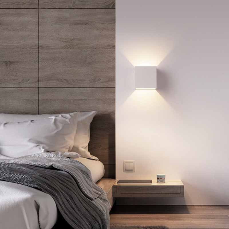 Cubo accesorios de iluminación neutral caliente con sombra de vidrio transparente para dormitorio