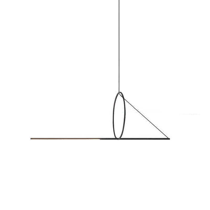 Black Geometric Island Ceiling Light Minimalist Style LED Metal Island Lighting Fixture